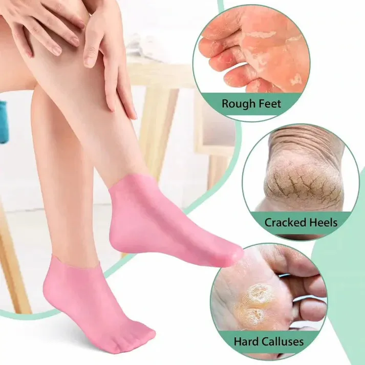 Reusable Silicone Spa Gel Socks For Dry Feet And Cracked Heel Treatment